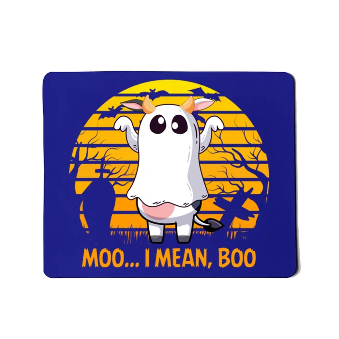 Retro Vintage Moo I Mean Boo Halloween Cow Ghost Moo Cow Gift Mousepad