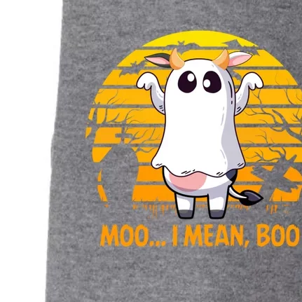 Retro Vintage Moo I Mean Boo Halloween Cow Ghost Moo Cow Gift Doggie 3-End Fleece Hoodie