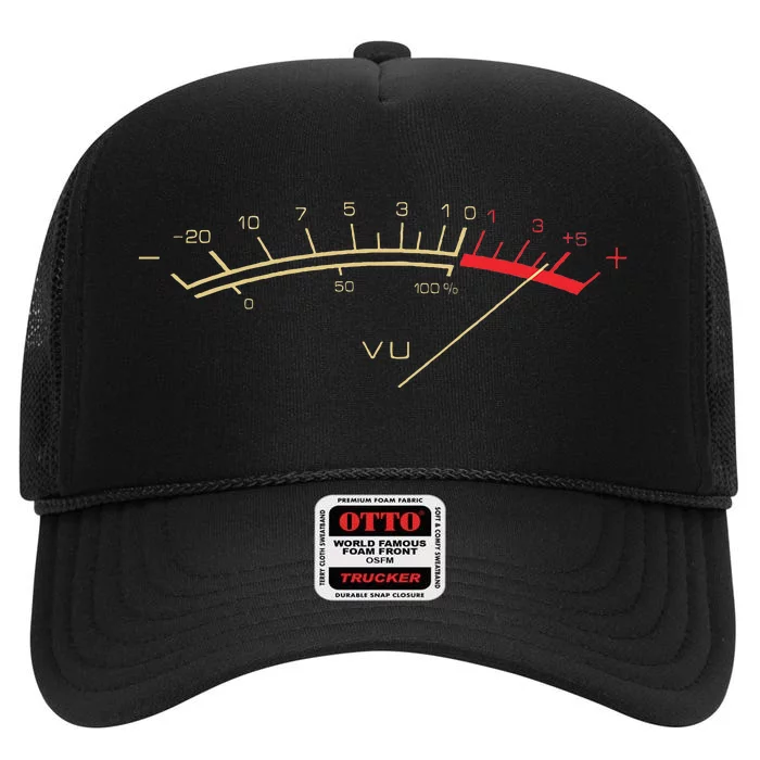 Retro VU Meter HiFi Vintage Stereo Music Lover Gift High Crown Mesh Trucker Hat