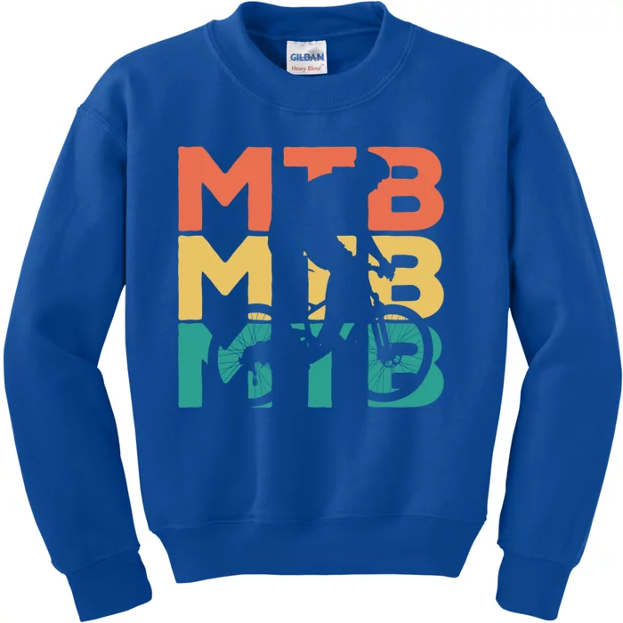 Retro Vintage Mtb Gift For Mountain Bikers Great Gift Kids Sweatshirt