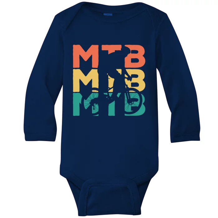 Retro Vintage Mtb Gift For Mountain Bikers Great Gift Baby Long Sleeve Bodysuit