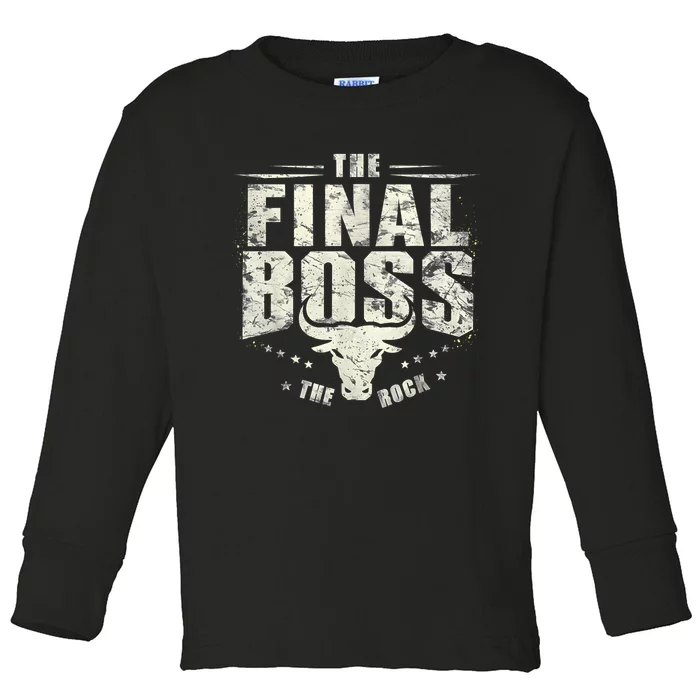 Rock Vintage Music Boss Final White Design Fun Music Lover Toddler Long Sleeve Shirt