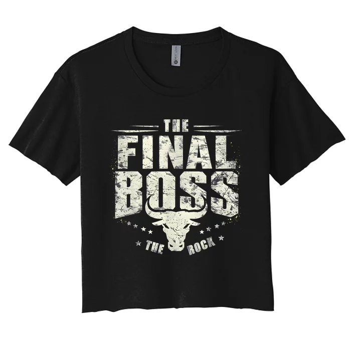 Rock Vintage Music Boss Final White Design Fun Music Lover Women's Crop Top Tee