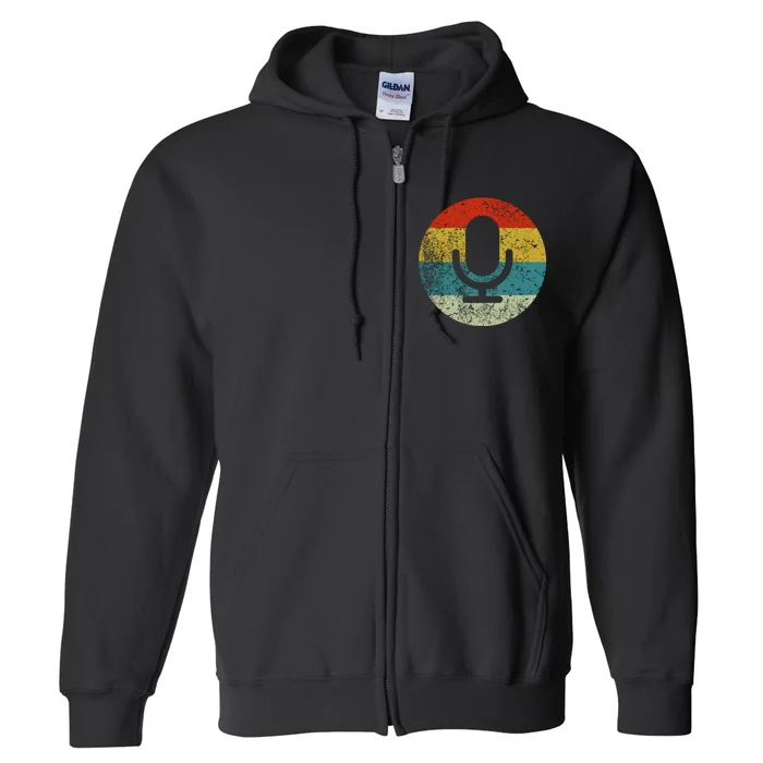 Retro Vintage Microphone Computer Icons Podcast Full Zip Hoodie