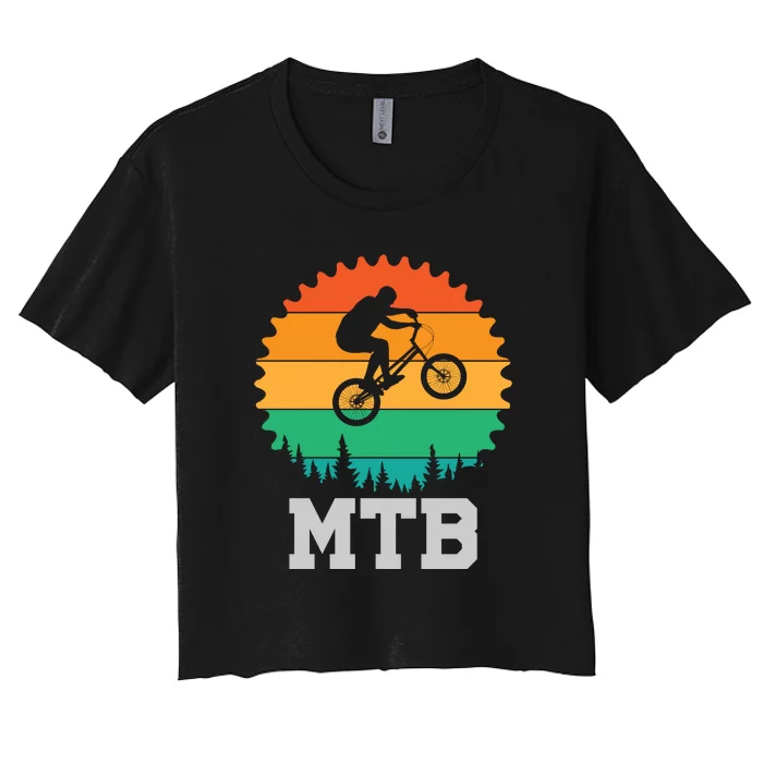 Retro Vintage MTB Gift For Mountain Bikers Gift Road Cyling Women's Crop Top Tee