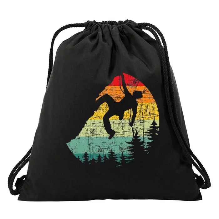 Retro Vintage Mountain Climber Rock Climbing Bouldering Drawstring Bag