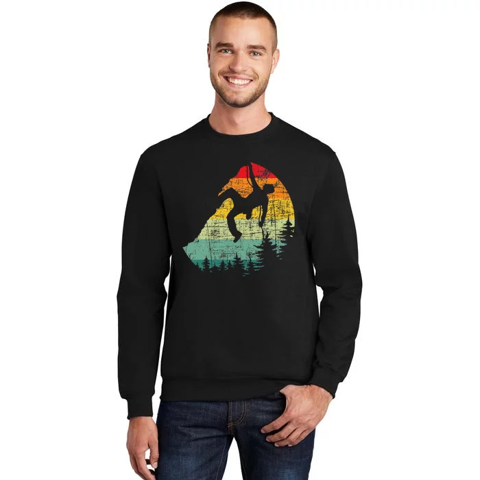 Retro Vintage Mountain Climber Rock Climbing Bouldering Tall Sweatshirt