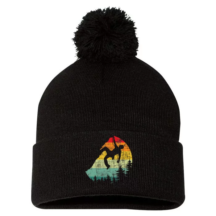 Retro Vintage Mountain Climber Rock Climbing Bouldering Pom Pom 12in Knit Beanie