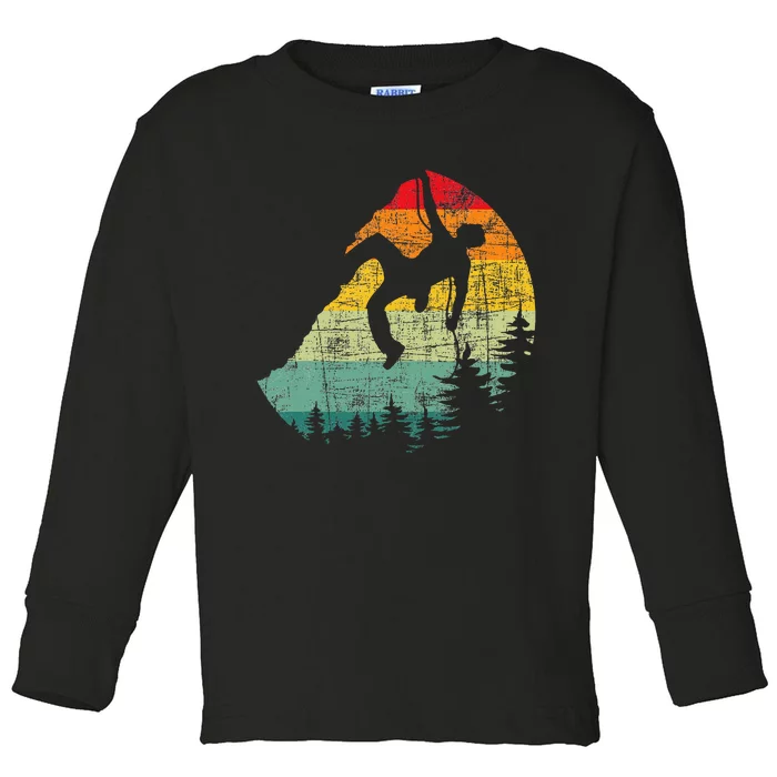 Retro Vintage Mountain Climber Rock Climbing Bouldering Toddler Long Sleeve Shirt