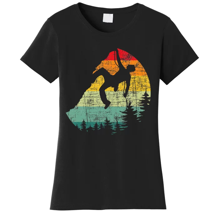 Retro Vintage Mountain Climber Rock Climbing Bouldering Women's T-Shirt