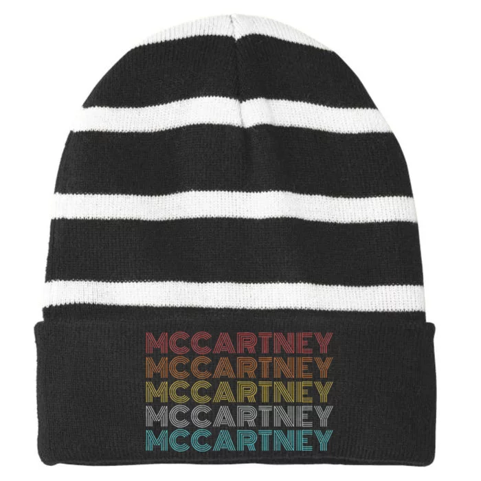 Retro Vintage McCartney name style Striped Beanie with Solid Band