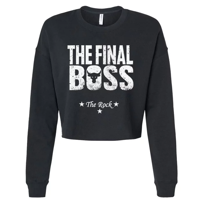 Rock Vintage Music Boss Final White Design Cropped Pullover Crew