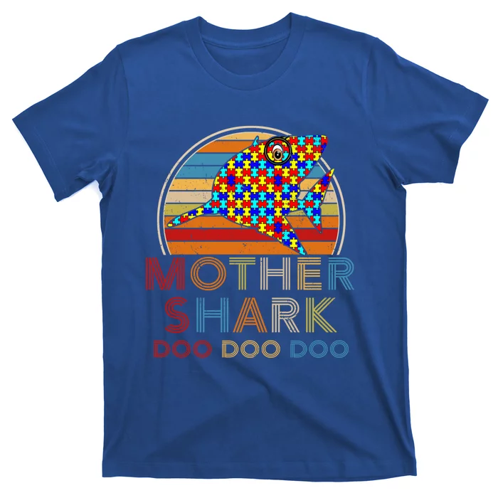 Retro Vintage Mother Shark Autism Awareness Funny Cute Gift T-Shirt