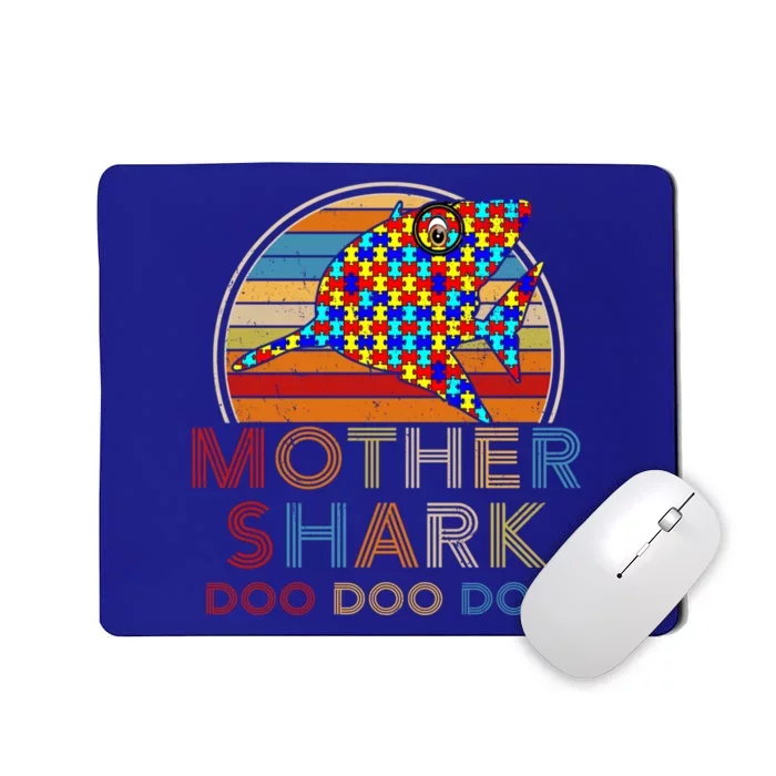 Retro Vintage Mother Shark Autism Awareness Funny Cute Gift Mousepad