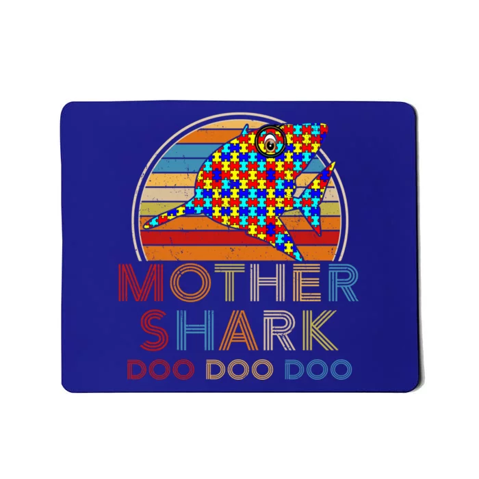 Retro Vintage Mother Shark Autism Awareness Funny Cute Gift Mousepad