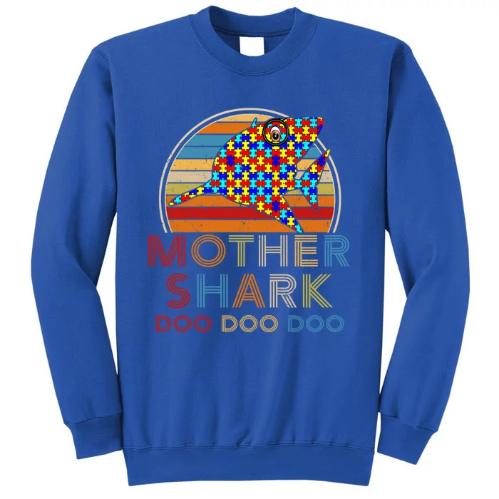 Retro Vintage Mother Shark Autism Awareness Funny Cute Gift Tall Sweatshirt