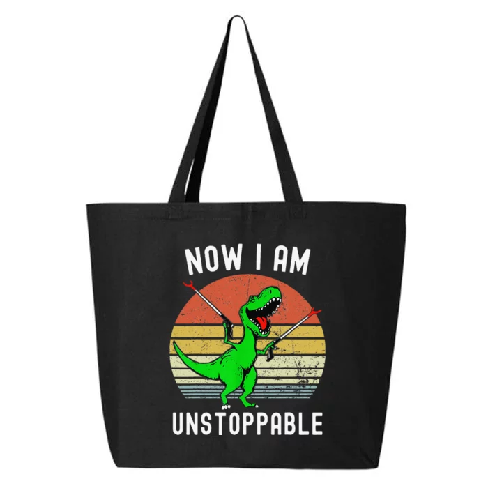 Retro Vintage Now I Am Unstoppable Trex Funny TRex 25L Jumbo Tote