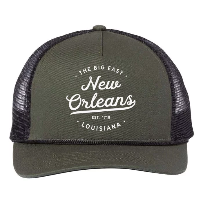 Retro Vintage New Orleans Louisiana Big Easy Nola Retro Rope Trucker Hat Cap