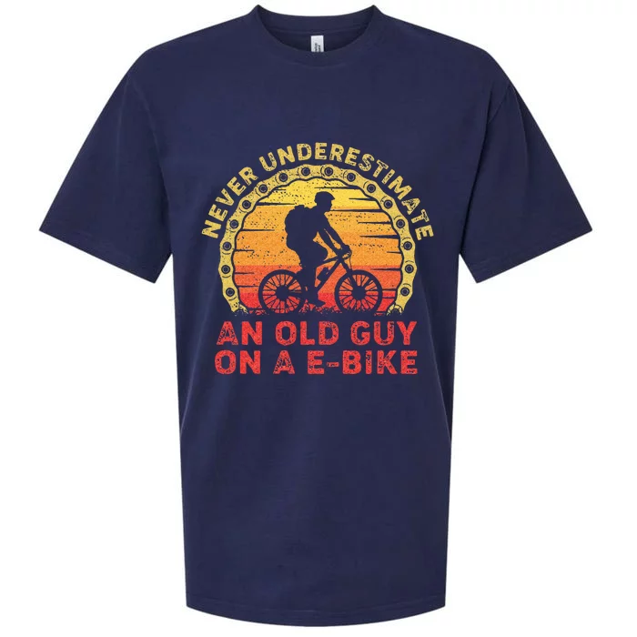 Retro Vintage Never Underestimate An Old Guy On A E Bike Sueded Cloud Jersey T-Shirt