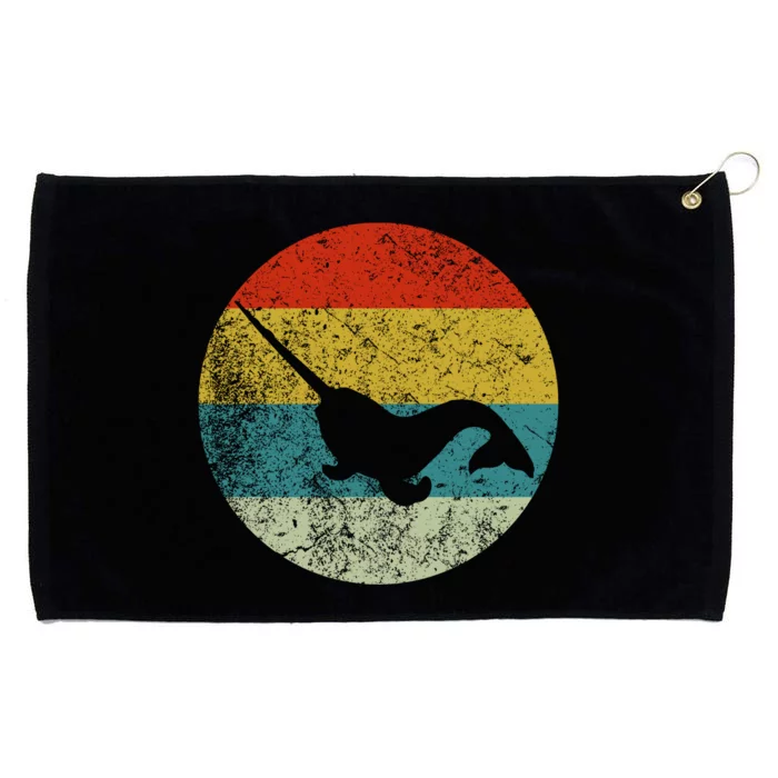 Retro Vintage Narwhal Grommeted Golf Towel