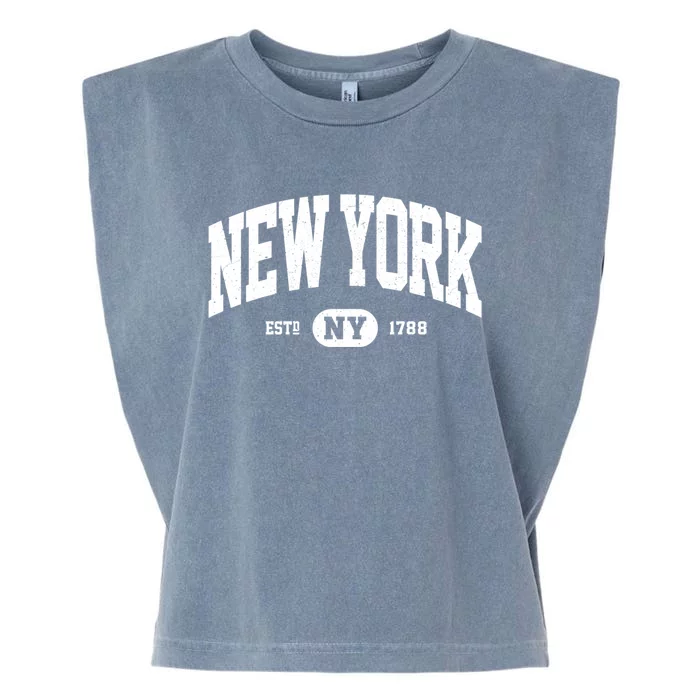 Retro Vintage New York Ny Garment-Dyed Women's Muscle Tee