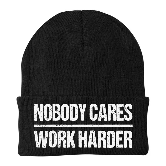 Retro Vintage Nobody Cares Work Harder Knit Cap Winter Beanie