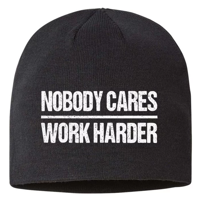 Retro Vintage Nobody Cares Work Harder 8 1/2in Sustainable Knit Beanie