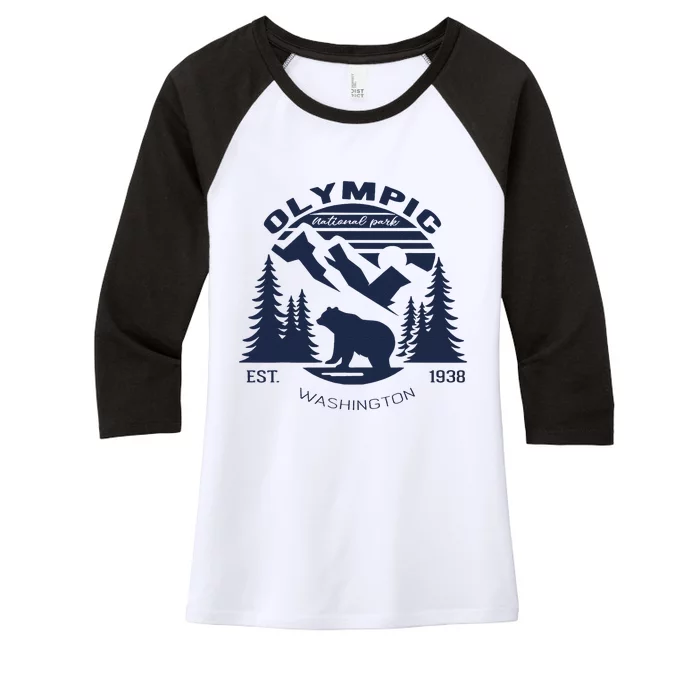 Retro Vintage National Park For Hiking Camping Women's Tri-Blend 3/4-Sleeve Raglan Shirt