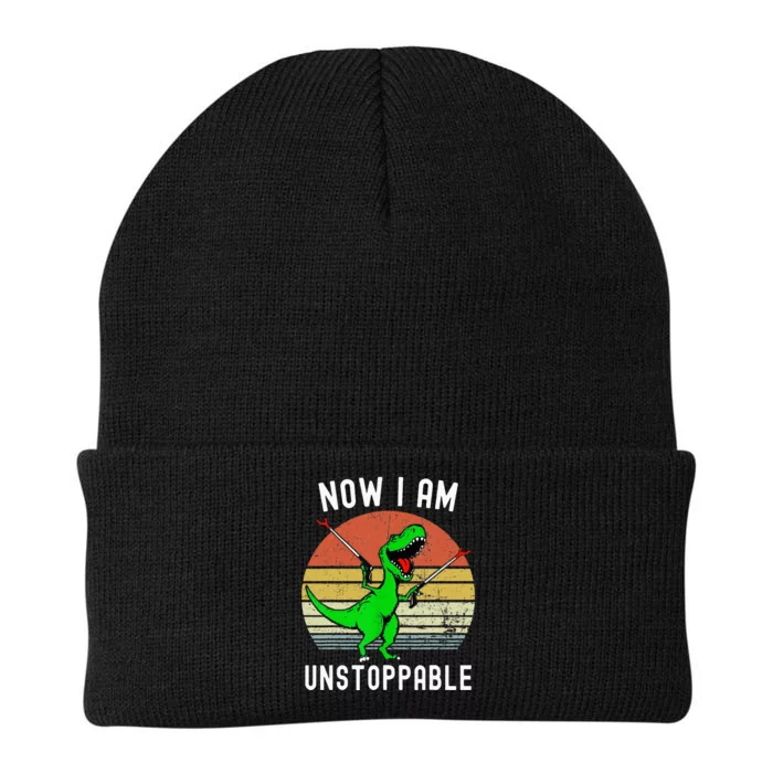 Retro Vintage Now I Am Unstoppable Trex Funny TRex Knit Cap Winter Beanie