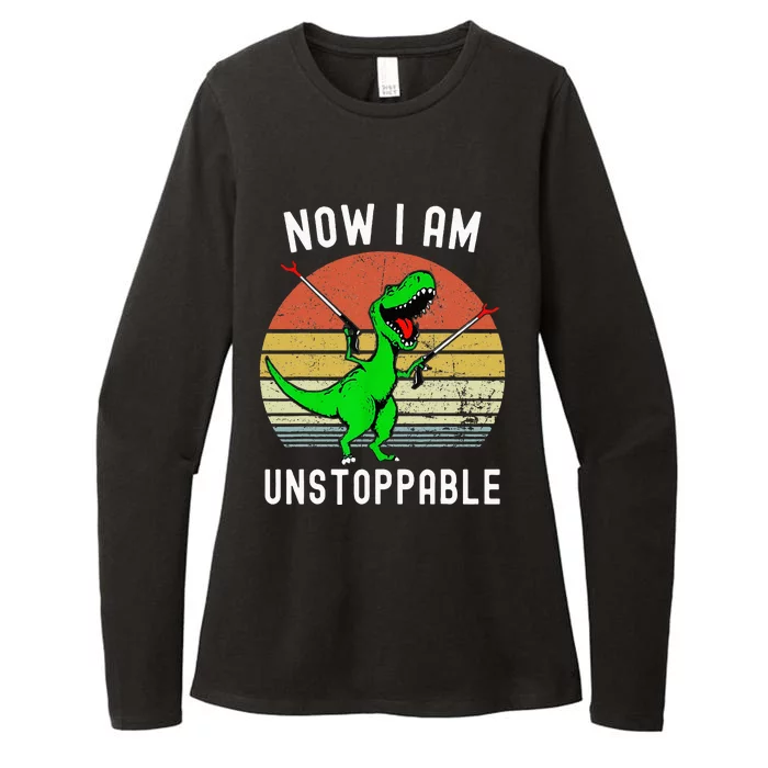 Retro Vintage Now I Am Unstoppable Trex Funny TRex Womens CVC Long Sleeve Shirt