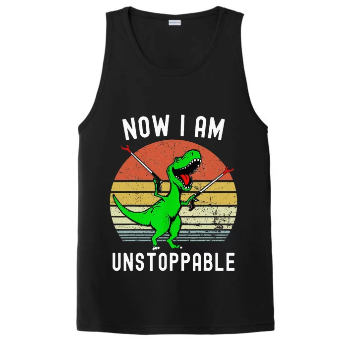 Retro Vintage Now I Am Unstoppable Trex Funny TRex Performance Tank