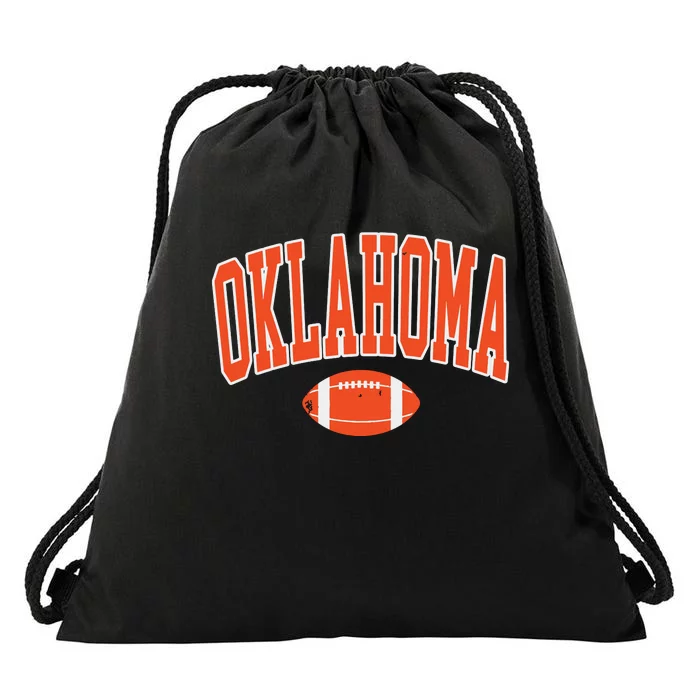 Retro Vintage Oklahoma Football Distressed Gifts Drawstring Bag