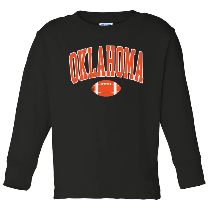 Retro Vintage Oklahoma Football Distressed Gifts Toddler Long Sleeve Shirt