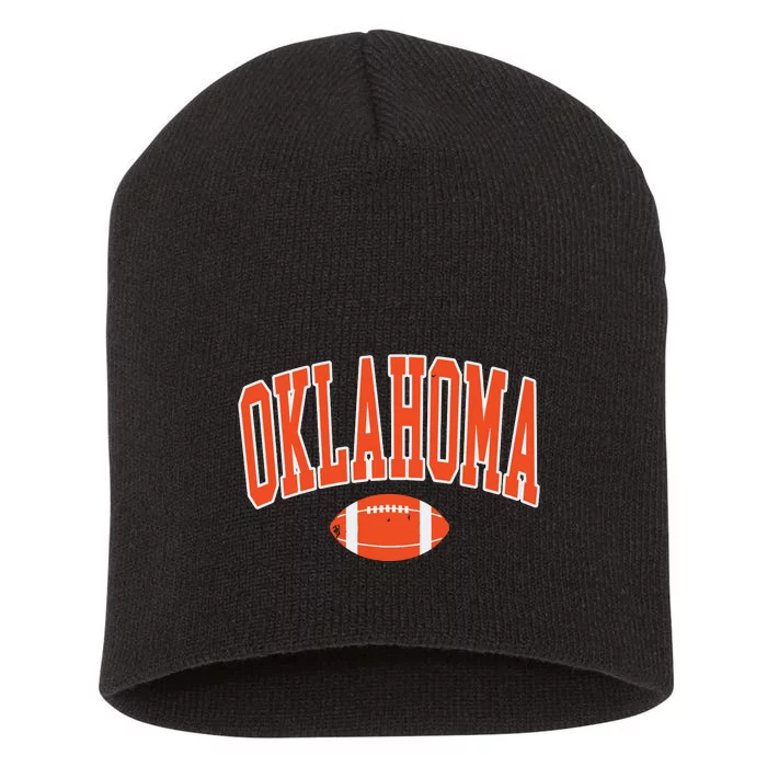 Retro Vintage Oklahoma Football Distressed Gifts Short Acrylic Beanie