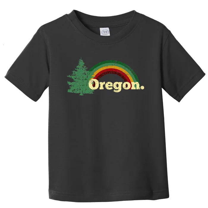 Retro Vintage Oregon Throwback Rainbow Distressed Toddler T-Shirt