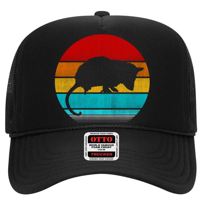 Retro Vintage Opossum High Crown Mesh Trucker Hat