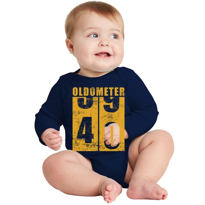 Retro Vintage Oldometer 40 Years Old Baby Long Sleeve Bodysuit