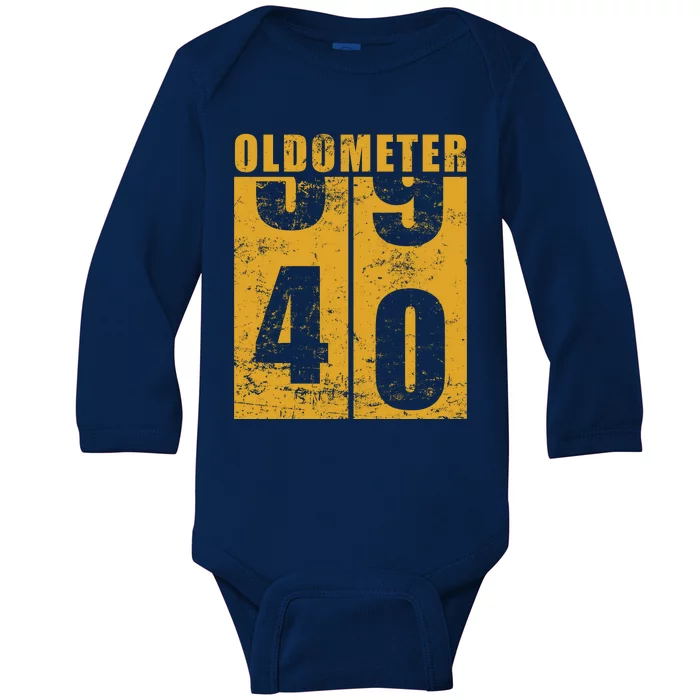 Retro Vintage Oldometer 40 Years Old Baby Long Sleeve Bodysuit