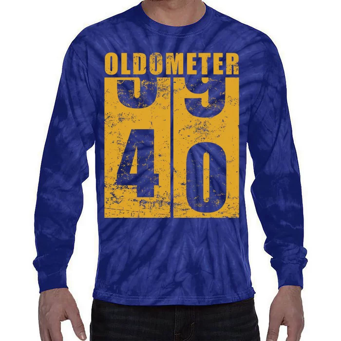 Retro Vintage Oldometer 40 Years Old Tie-Dye Long Sleeve Shirt