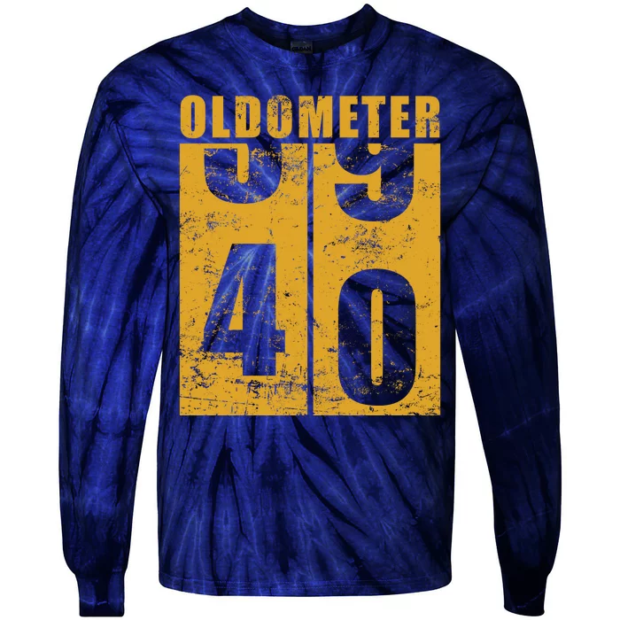 Retro Vintage Oldometer 40 Years Old Tie-Dye Long Sleeve Shirt