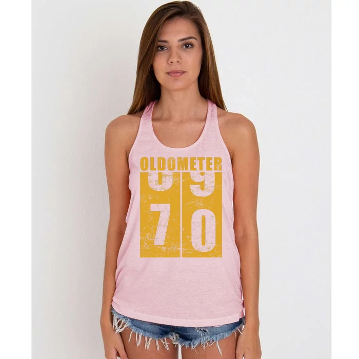 Retro Vintage Oldometer 70 Years Old Women's Knotted Racerback Tank