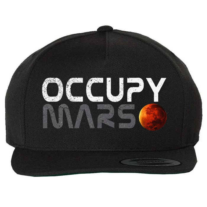 Retro Vintage Occupy Mars Space Explorer Gift Wool Snapback Cap