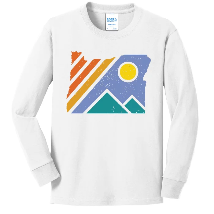 Retro Vintage Oregon Throwback Mountains And Gift Kids Long Sleeve Shirt