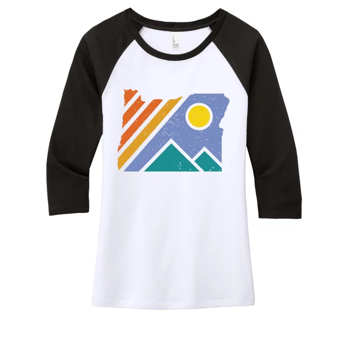 Retro Vintage Oregon Throwback Mountains And Gift Women's Tri-Blend 3/4-Sleeve Raglan Shirt