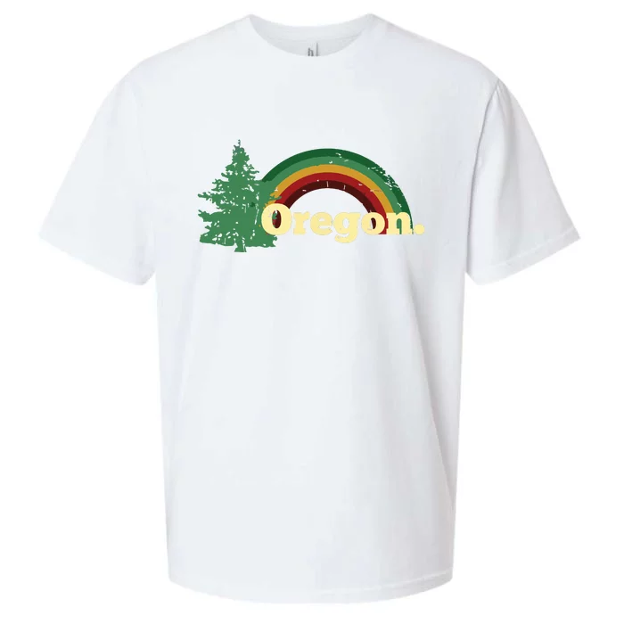 Retro Vintage Oregon Throwback Rainbow Distressed Gift Sueded Cloud Jersey T-Shirt