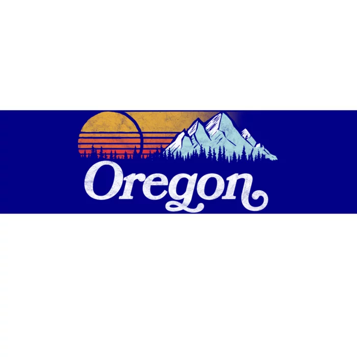 Retro Vibe Oregon Cool Gift Vintage Mountains And Sun Cool Gift Bumper Sticker