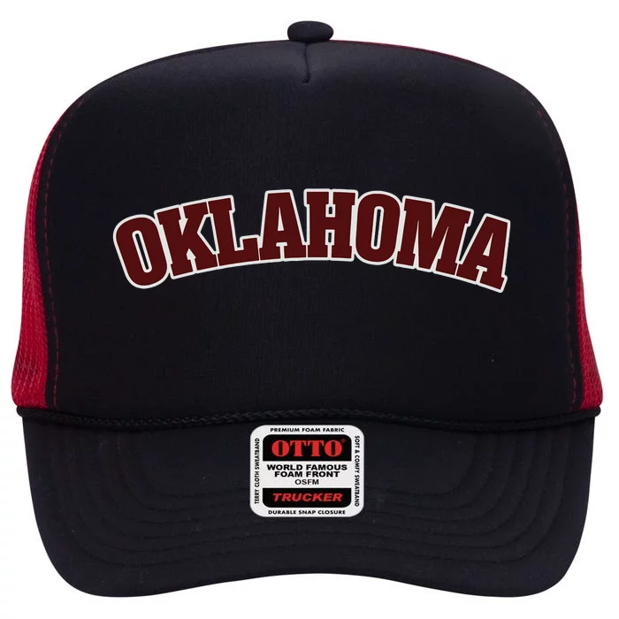 Retro Vintage Oklahoma Souvenir Gift Of Oklahoma High Crown Mesh Trucker Hat