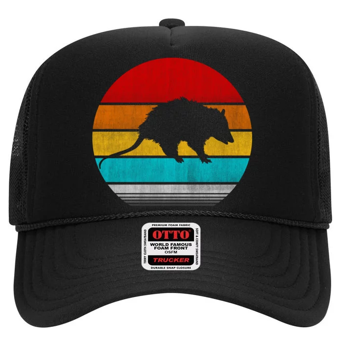 Retro Vintage Opossum High Crown Mesh Trucker Hat