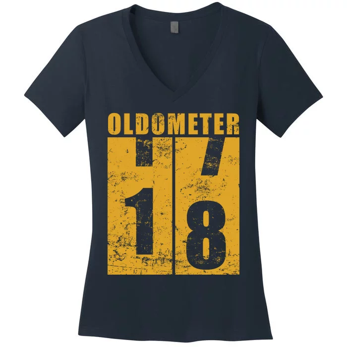 Retro Vintage Oldometer 18 Years Old Women's V-Neck T-Shirt