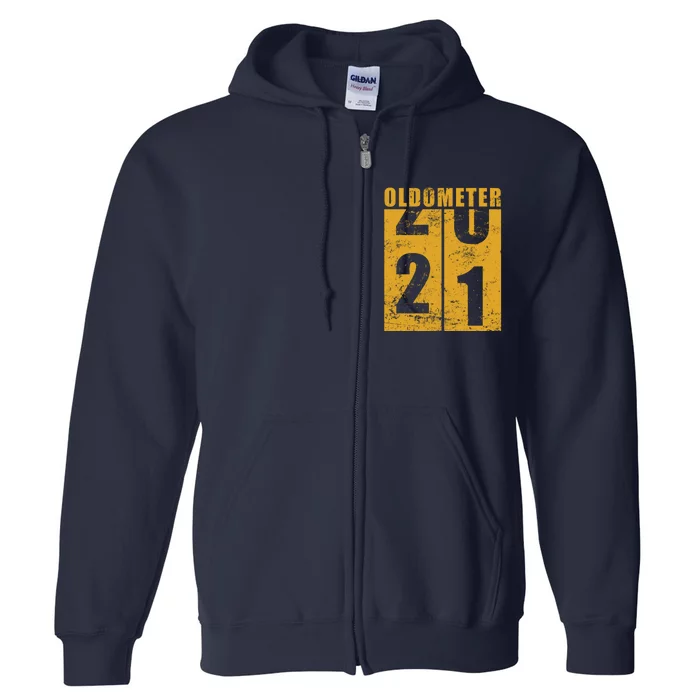 Retro Vintage Oldometer 21 Years Old Full Zip Hoodie